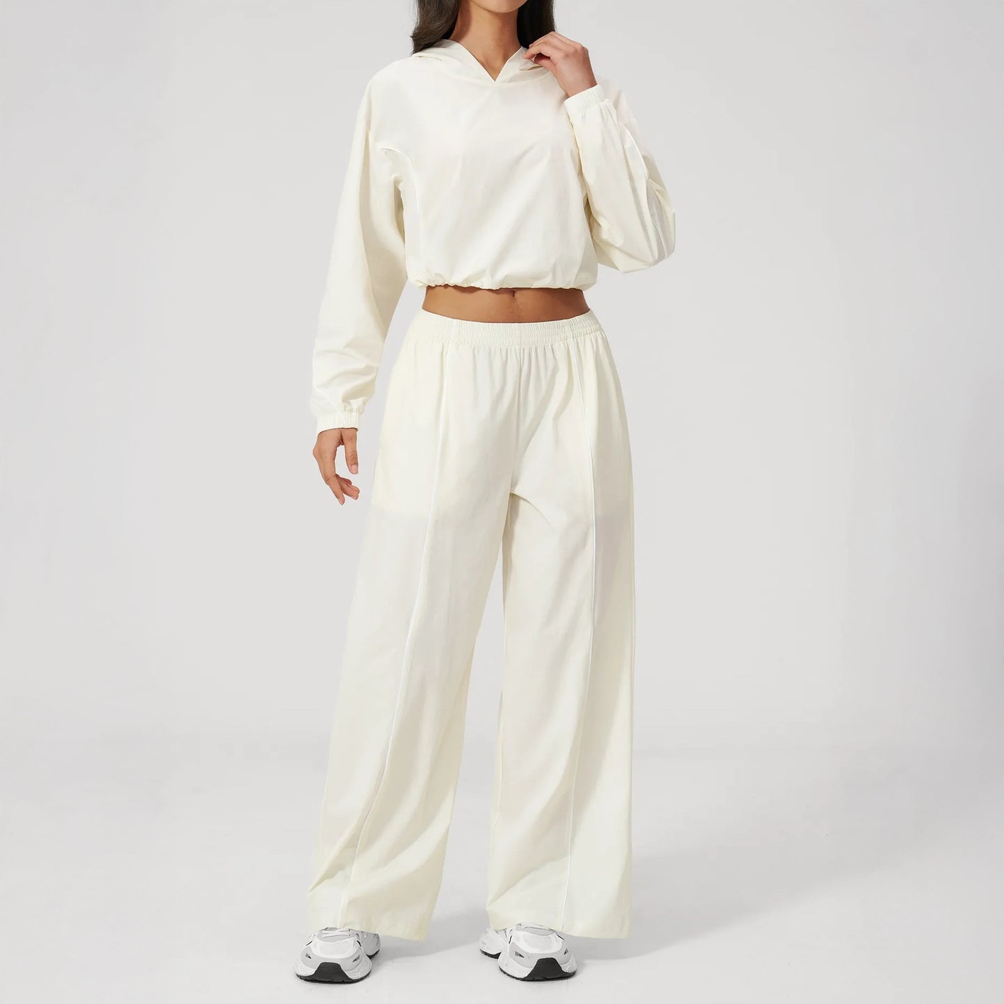 Cool-Touch Sun Protection Wide-Leg Pants - Milky Apricot - milky apricot full styling