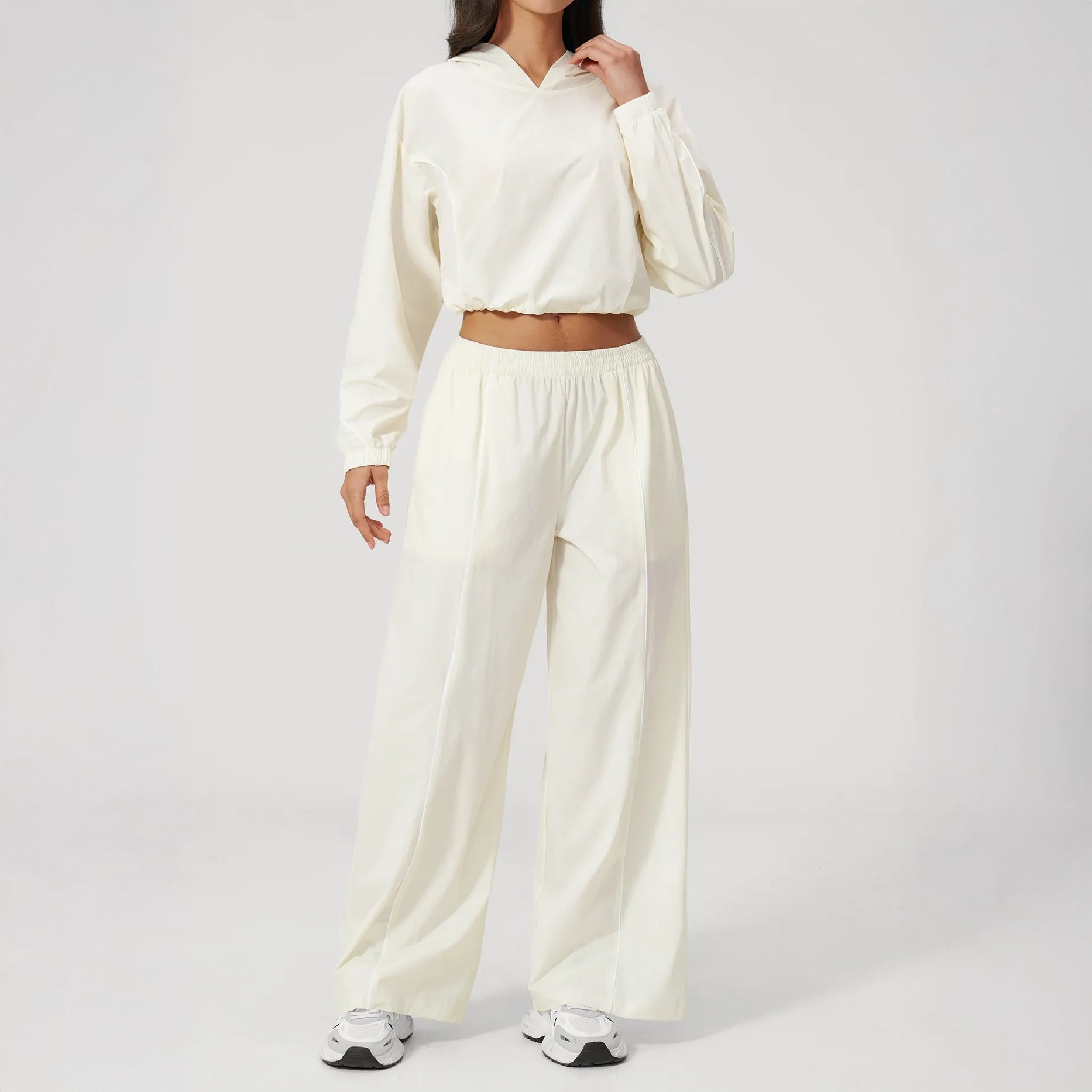 Cool-Touch Sun Protection Wide-Leg Pants - Milky Apricot - milky apricot full styling