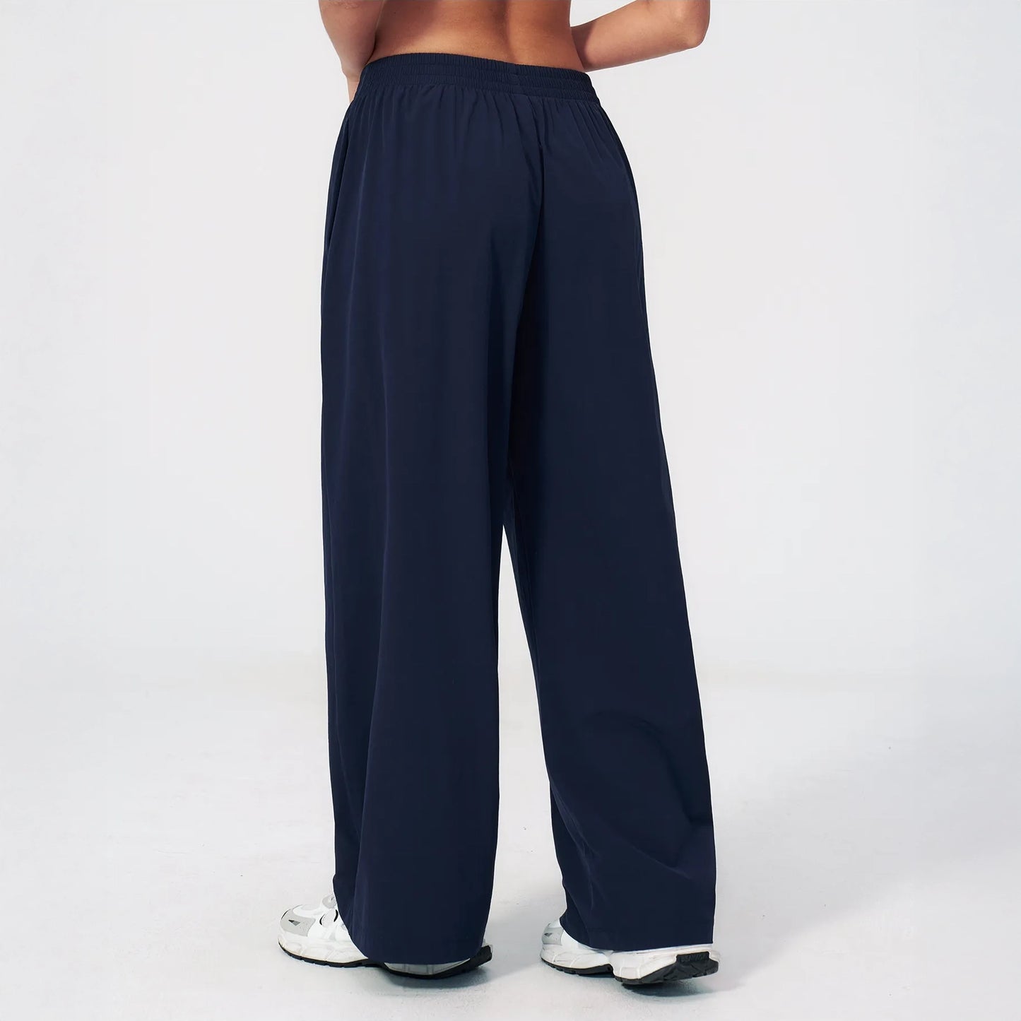 Cool-Touch Sun Protection Wide-Leg Pants - Navy Blue - navy blue back view