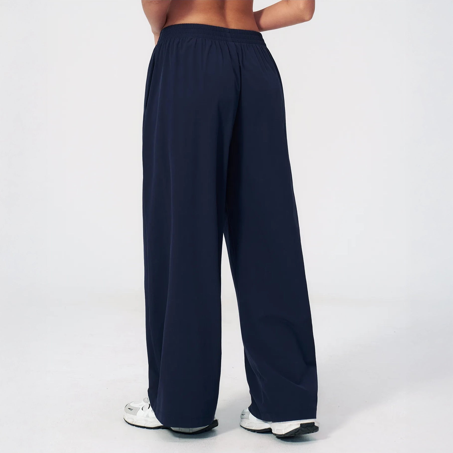 Cool-Touch Sun Protection Wide-Leg Pants - Navy Blue - navy blue back view