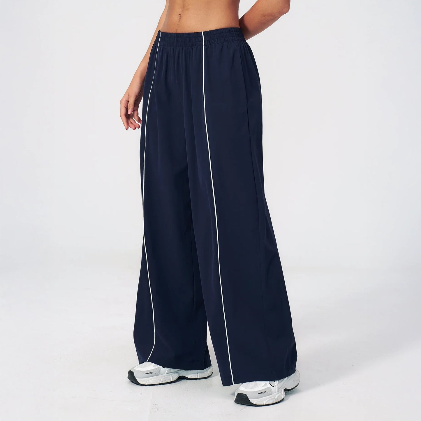 Cool-Touch Sun Protection Wide-Leg Pants - Navy Blue - navy blue side view