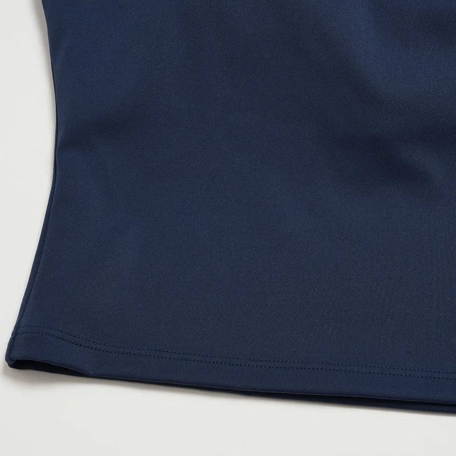 Halter V-Neck Padded Yoga Tank Top - Navy Blue - navy blue fabric texture detail