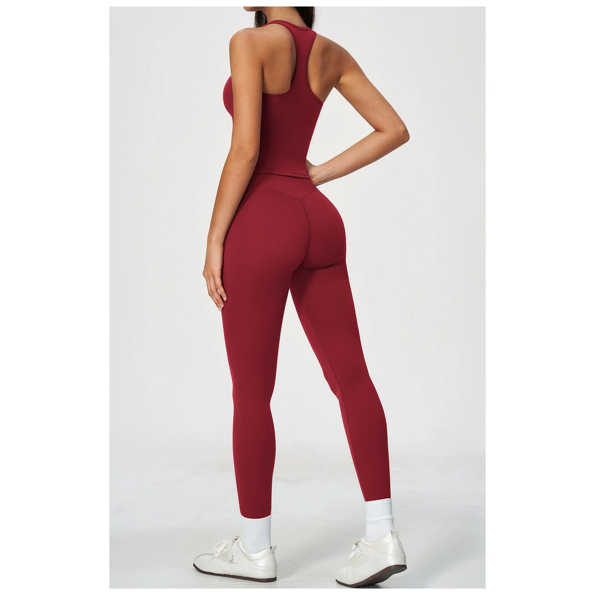 Sculpted-Waist Pilates Training Set - Cherry Red - cherry red back view