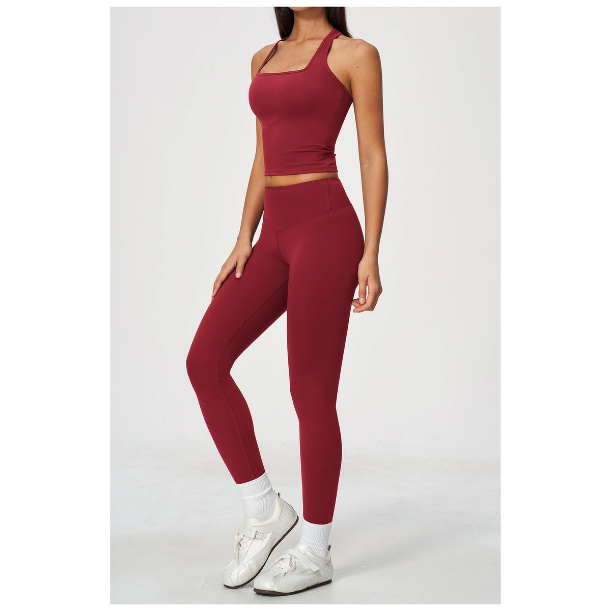 Sculpted-Waist Pilates Training Set - Cherry Red - cherry red side view