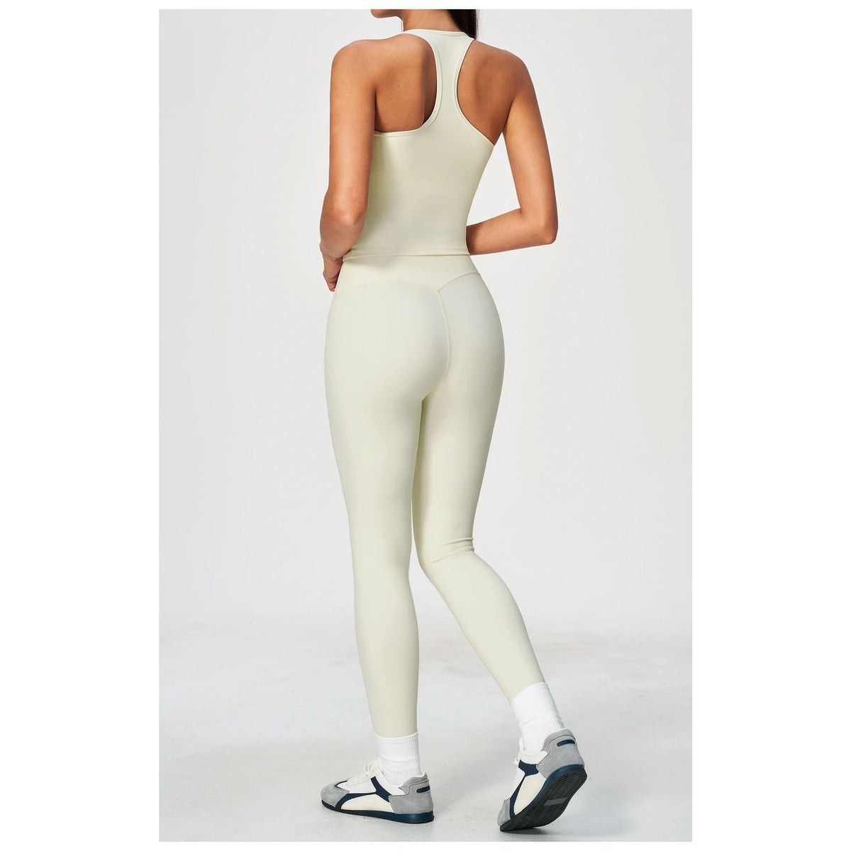Sculpted-Waist Pilates Training Set - Cream White - cream white back view