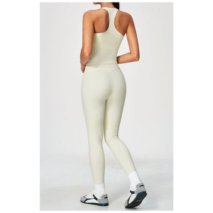 Sculpted-Waist Pilates Training Set - Cream White - cream white back view