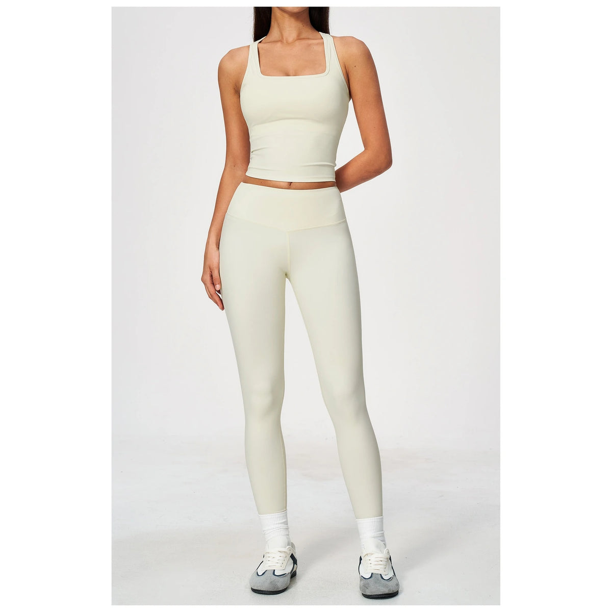 Sculpted-Waist Pilates Training Set - Cream White - cream white front view