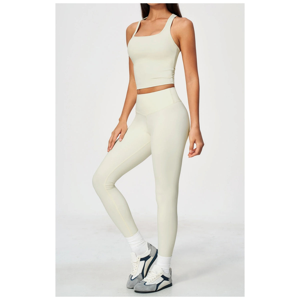 Sculpted-Waist Pilates Training Set - Cream White - cream white side view