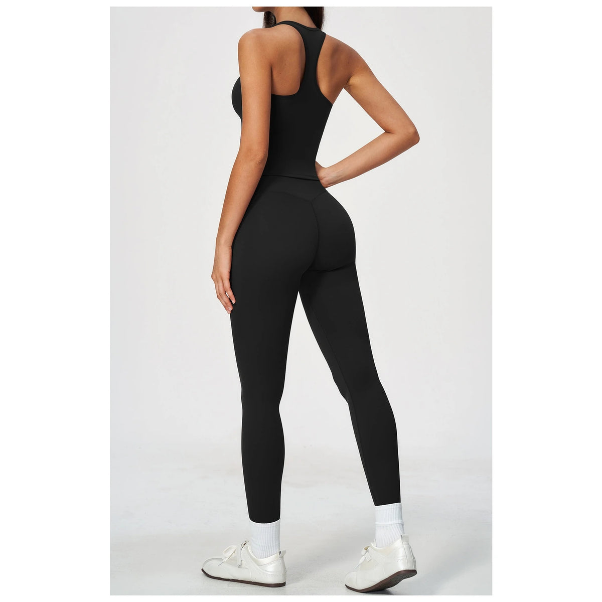 Sculpted-Waist Pilates Training Set - Premium Black - premium black back view