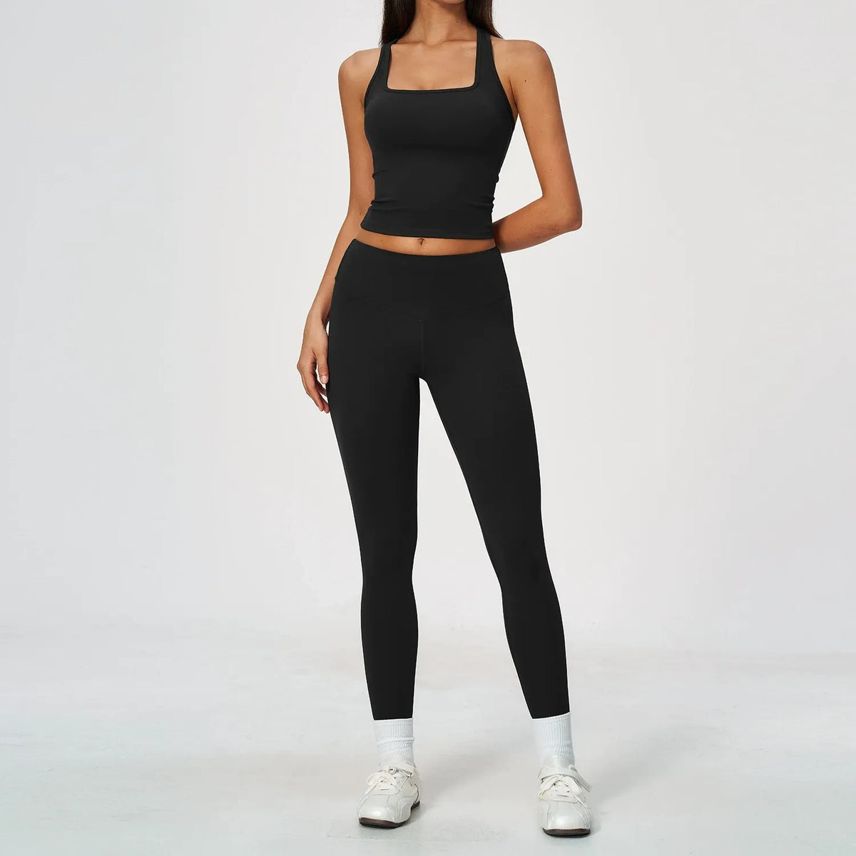 Sculpted-Waist Pilates Training Set - Premium Black - premium black front view