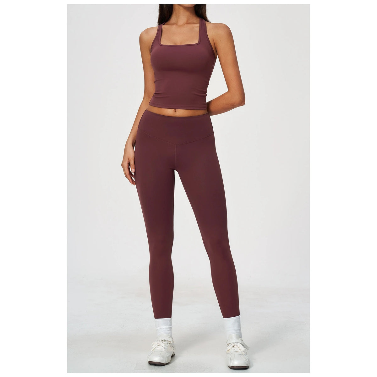 Sculpted-Waist Pilates Training Set - Wine Red - wine red front view