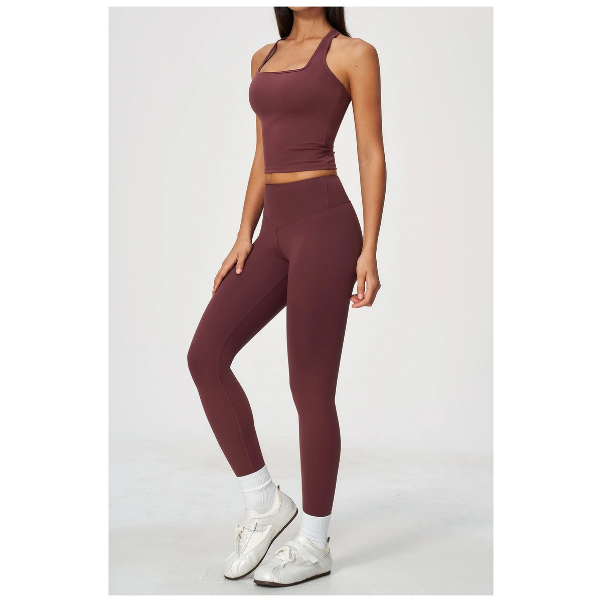 Sculpted-Waist Pilates Training Set - Wine Red - wine red side view