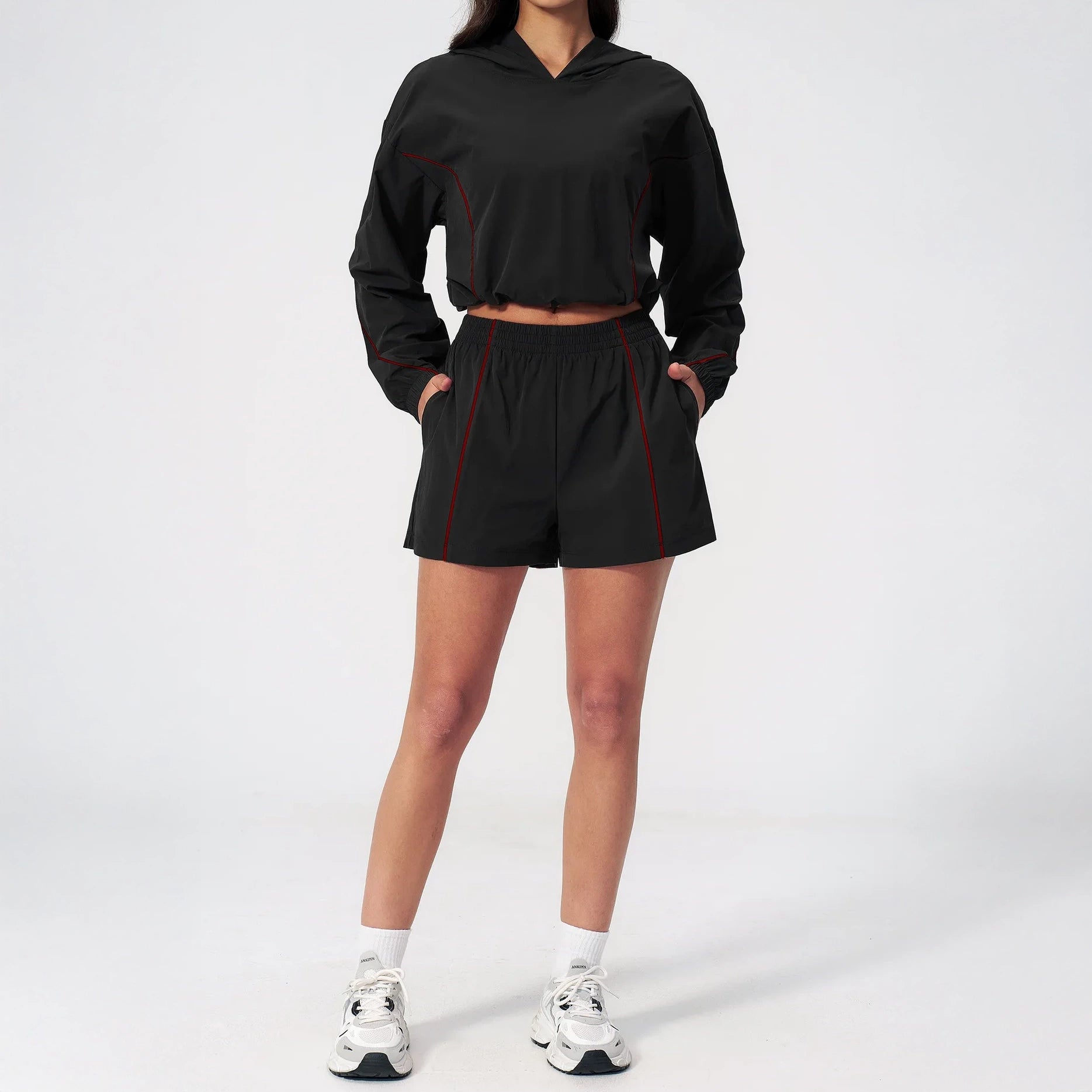 Ultralight Quick-Dry UPF Athletic Shorts - Black - black full styling