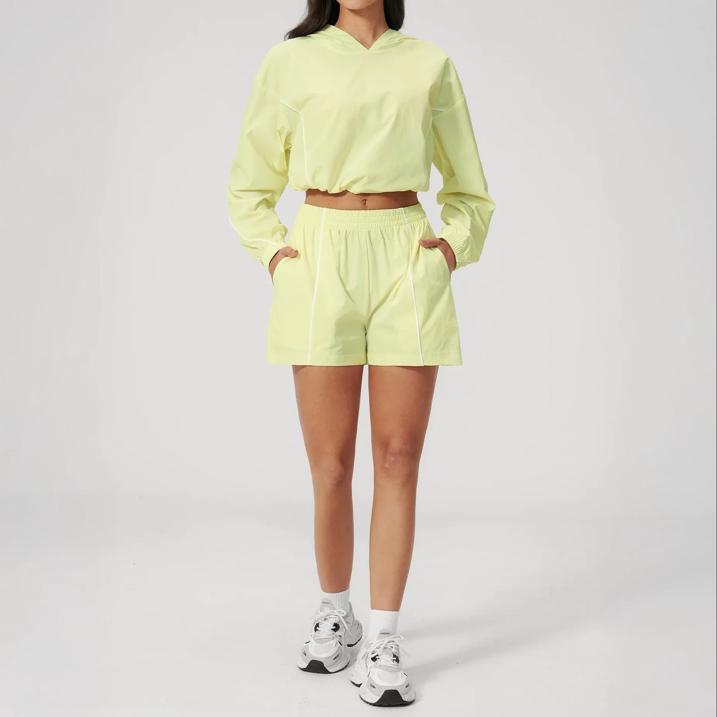 Ultralight Quick-Dry UPF Athletic Shorts - Lemon Yellow - lemon yellow full styling