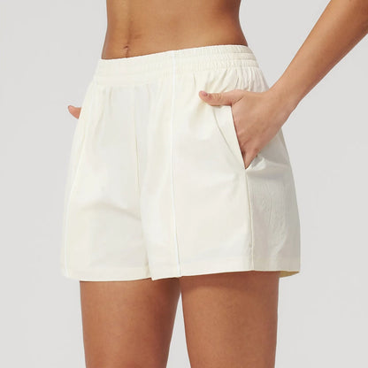 Ultralight Quick-Dry UPF Athletic Shorts - Milky Apricot - milky apricot front detail