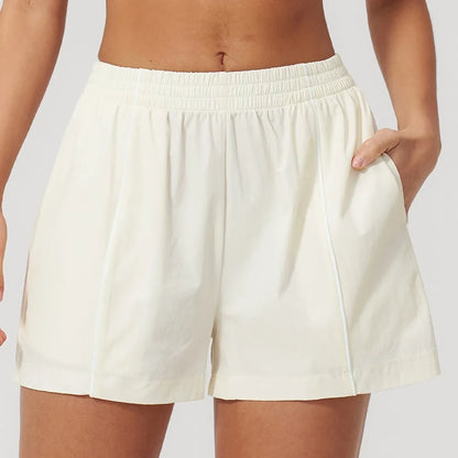 Ultralight Quick-Dry UPF Athletic Shorts - Milky Apricot - milky apricot front view