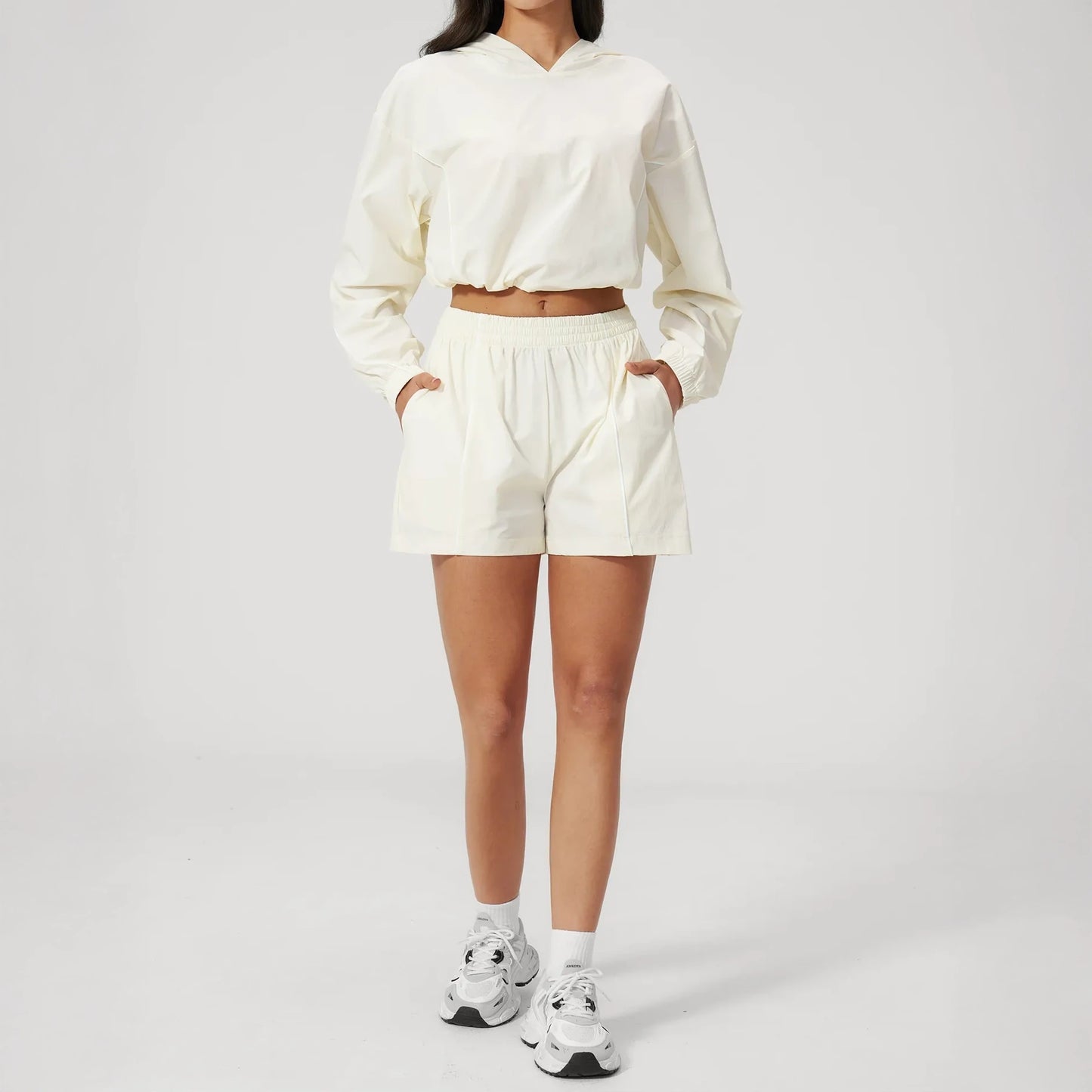 Ultralight Quick-Dry UPF Athletic Shorts - Milky Apricot - milky apricot full styling