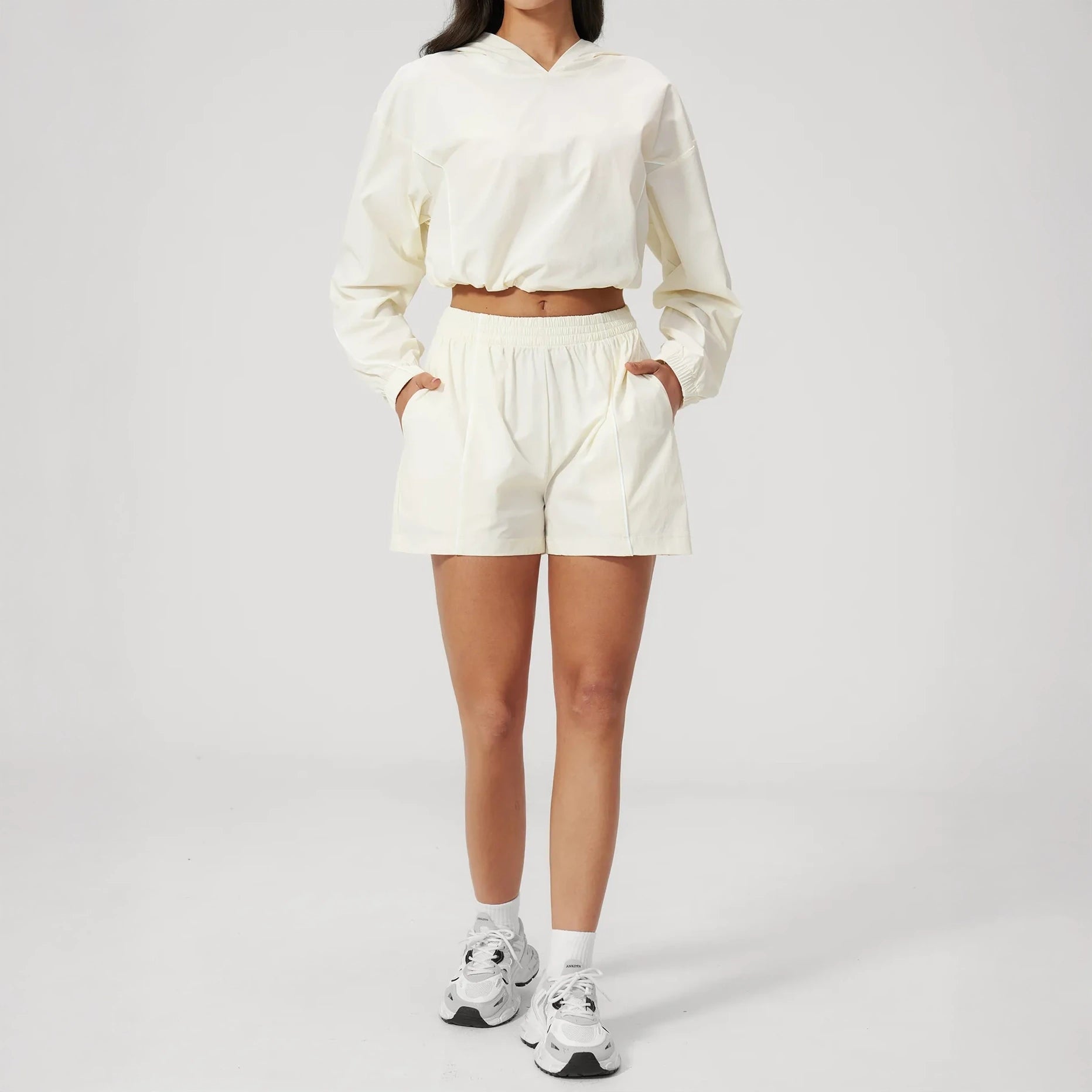 Ultralight Quick-Dry UPF Athletic Shorts - Milky Apricot - milky apricot full styling