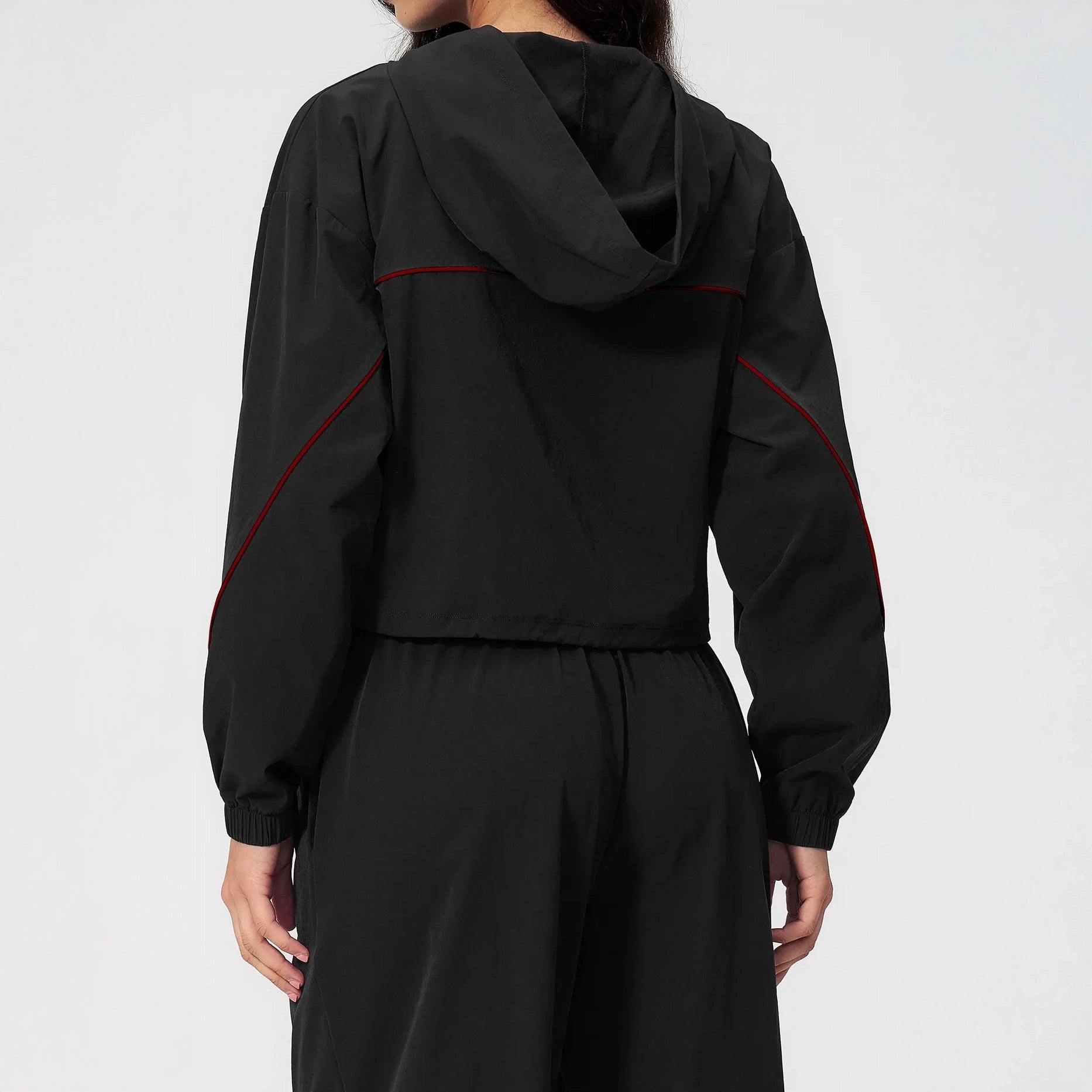 UPF 50+ Lightweight Hooded Sun Jacket - Black - black back pants view
