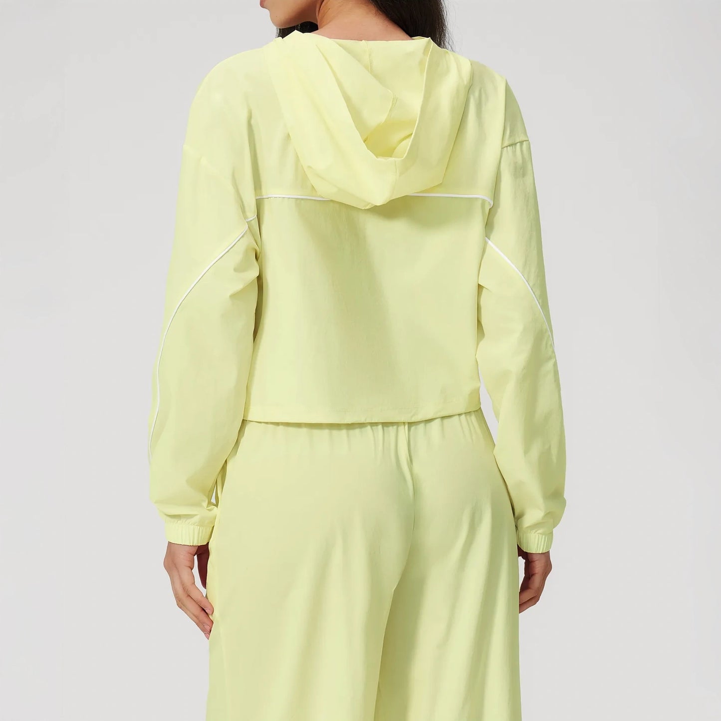 UPF 50+ Lightweight Hooded Sun Jacket - Lemon Yellow - lemon yellow back pants view