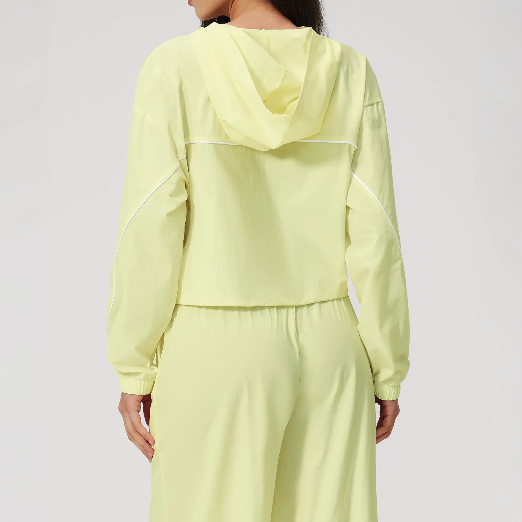 UPF 50+ Lightweight Hooded Sun Jacket - Lemon Yellow - lemon yellow back pants view