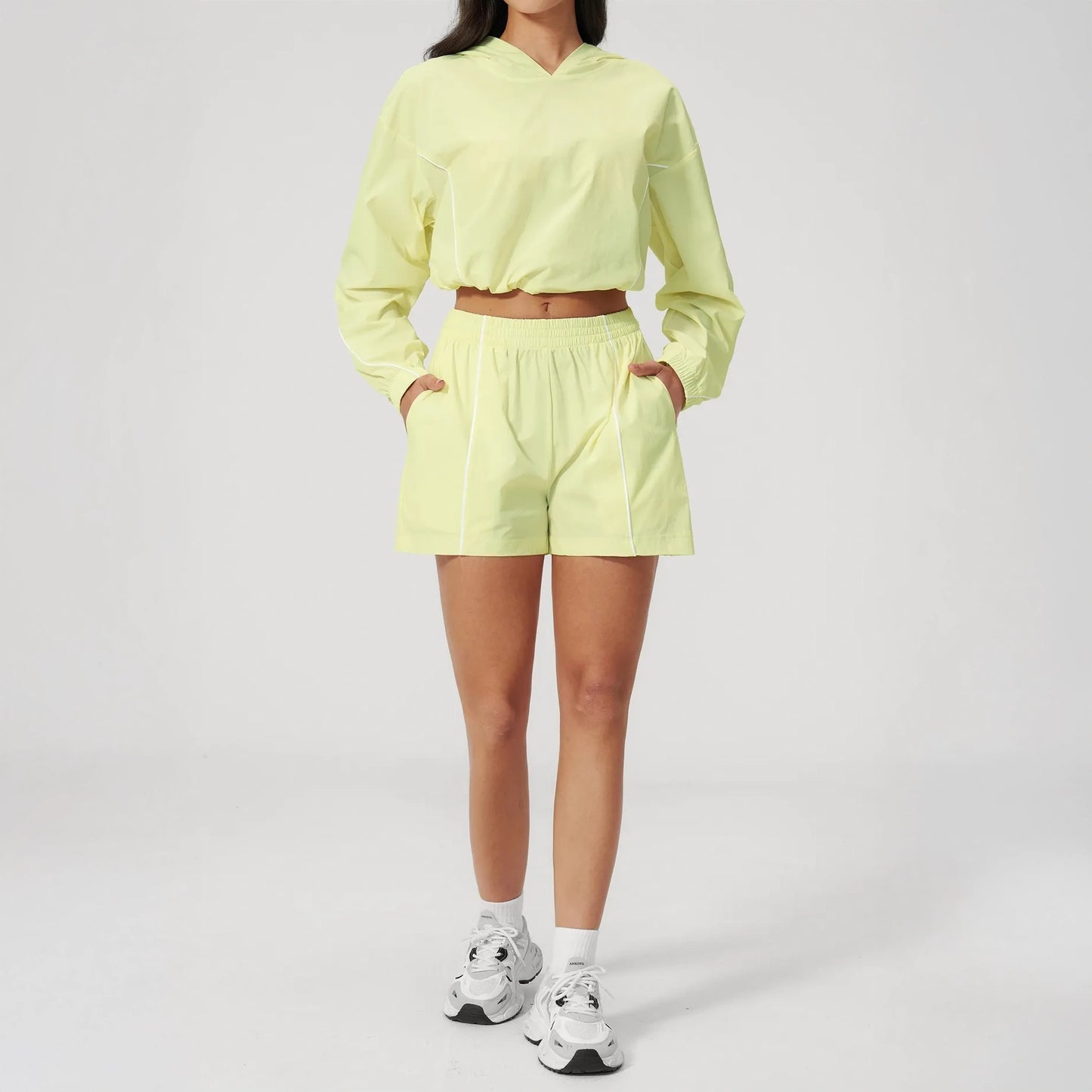 UPF 50+ Lightweight Hooded Sun Jacket - Lemon Yellow - lemon yellow full shorts styling