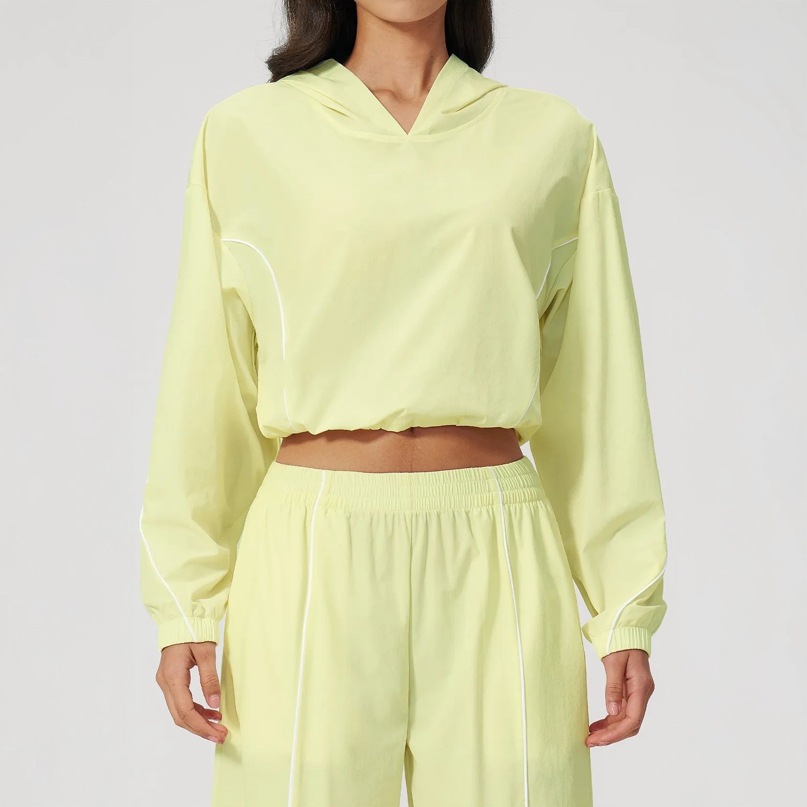 UPF 50+ Lightweight Hooded Sun Jacket - Lemon Yellow - lemon yellow hooded front view
