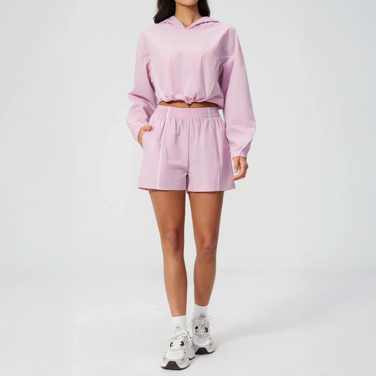 UPF 50+ Lightweight Hooded Sun Jacket - Lilac Purple - lilac purple full shorts styling