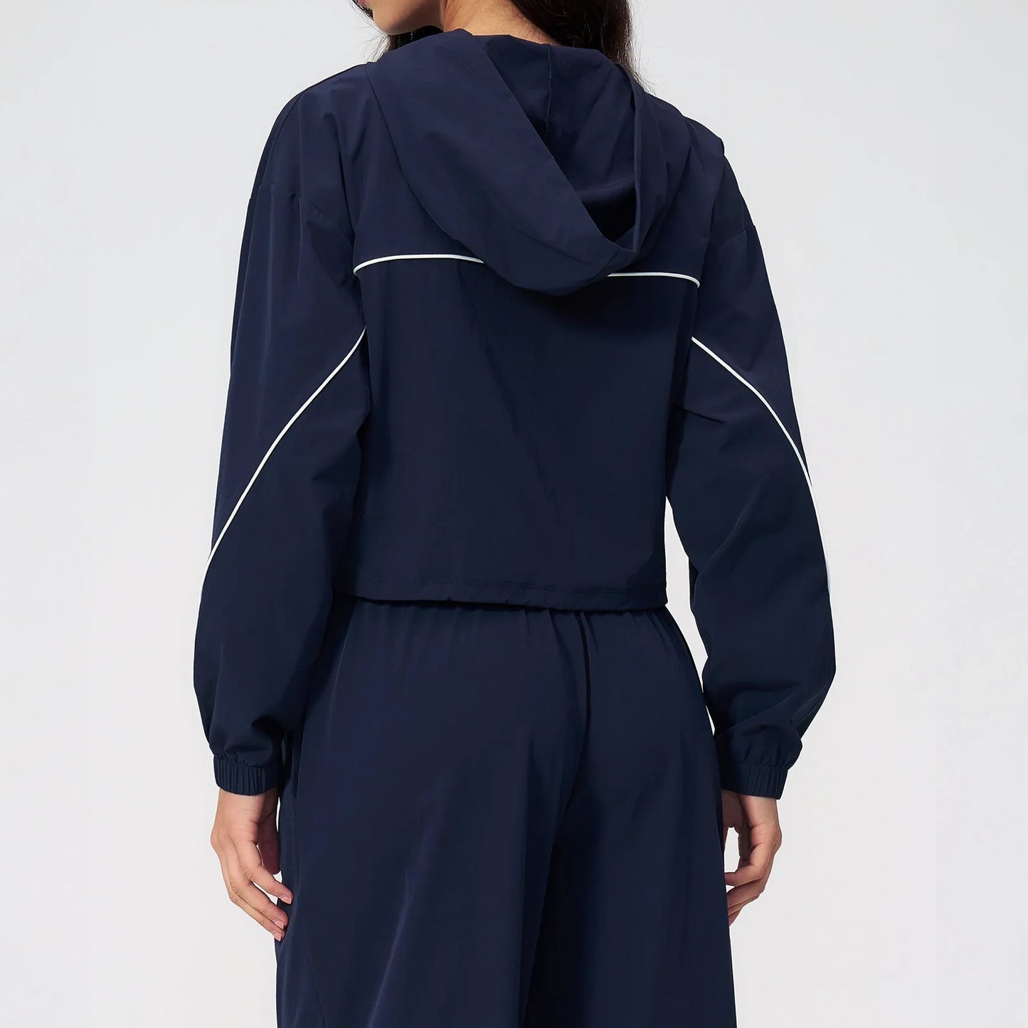UPF 50+ Lightweight Hooded Sun Jacket - Navy Blue - navy blue back pants view