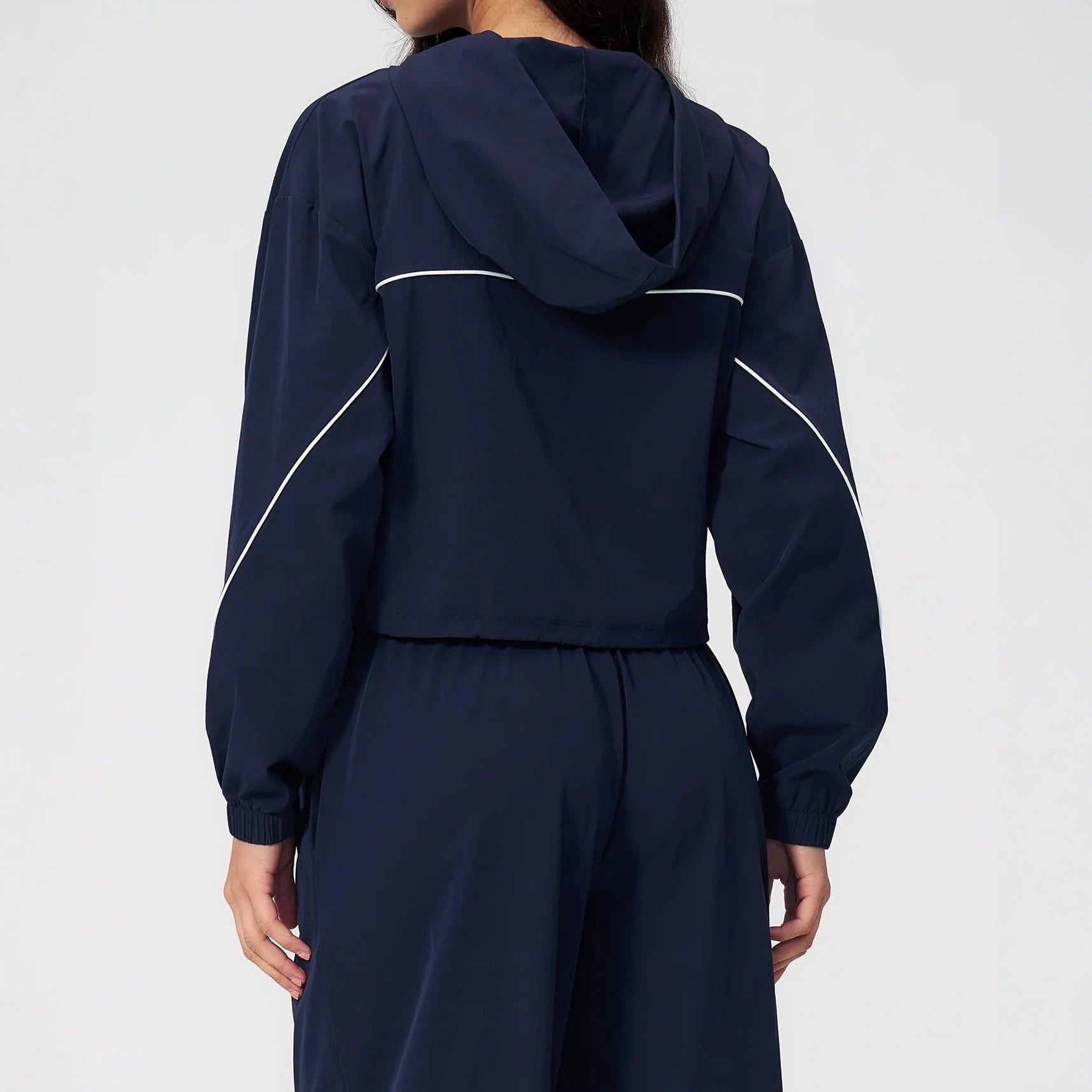 UPF 50+ Lightweight Hooded Sun Jacket - Navy Blue - navy blue back pants view