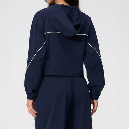 UPF 50+ Lightweight Hooded Sun Jacket - Navy Blue - navy blue back pants view