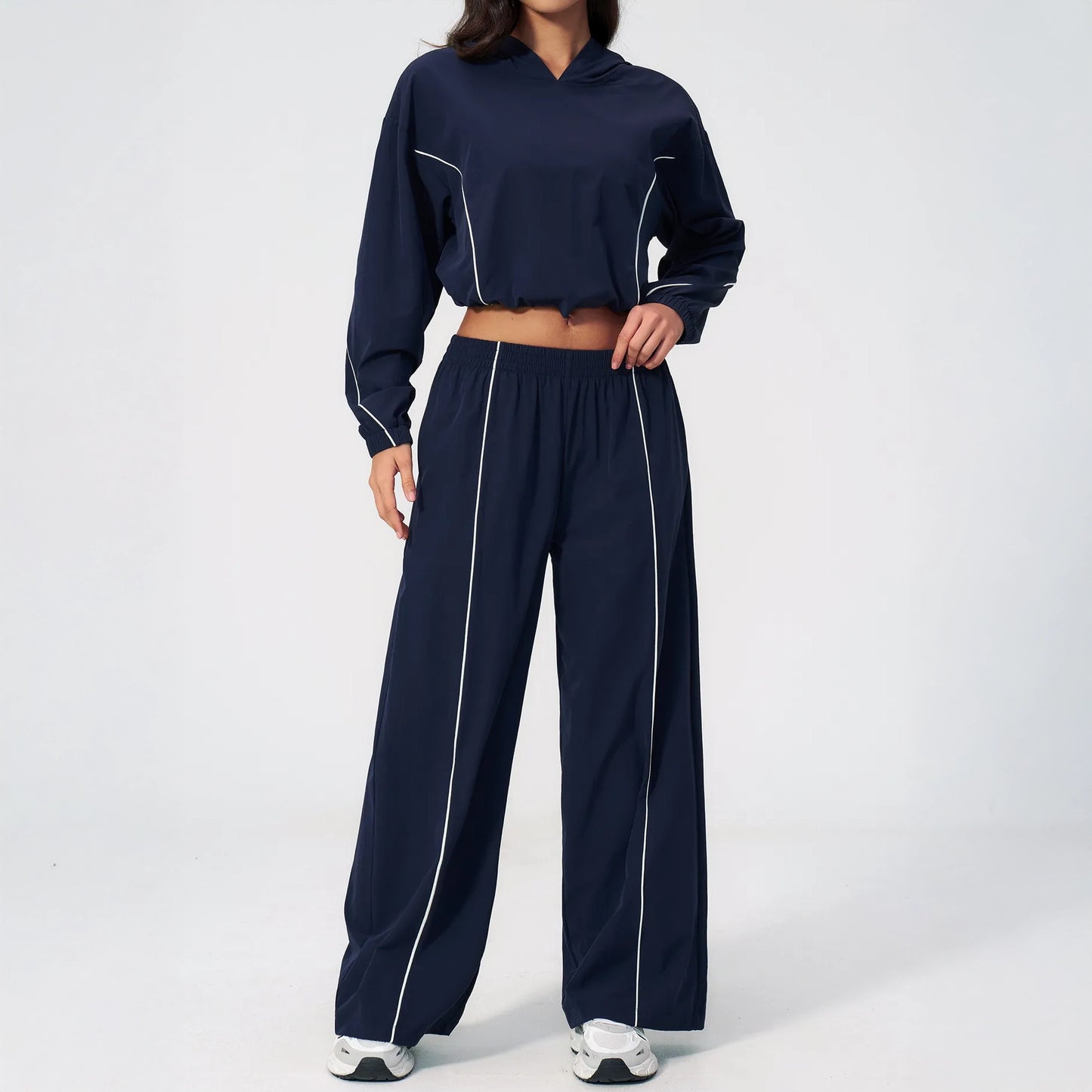 UPF 50+ Lightweight Hooded Sun Jacket - Navy Blue - navy blue full pants styling