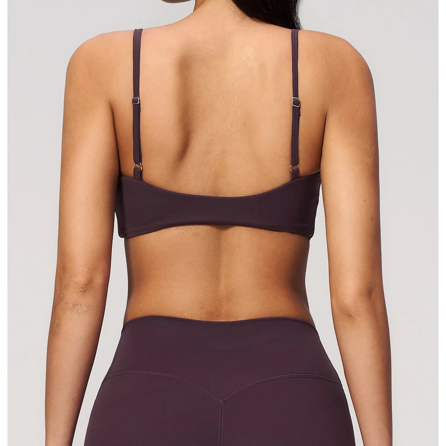 V-Neck Adjustable Yoga Sports Bra - Ink Purple - ink purple back view