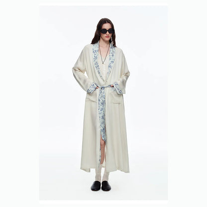 Ivory Sketch Print Viscose Kimono Robe