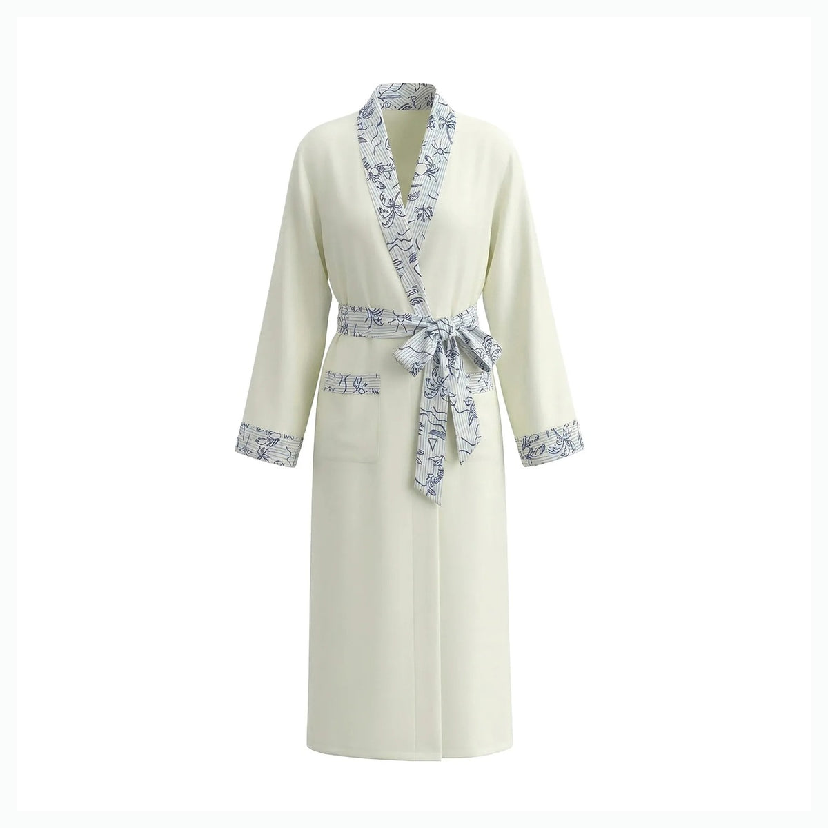 Ivory Sketch Print Viscose Kimono Robe