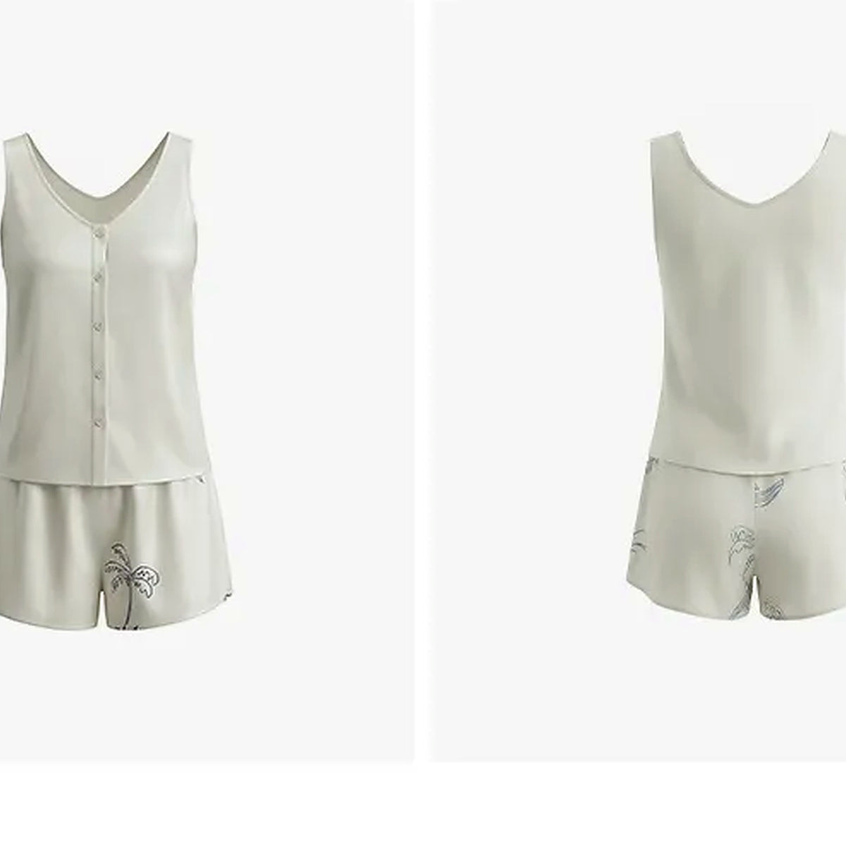 Milky Apricot White Viscose Tank Shorts Pajama Set
