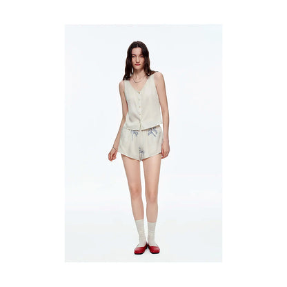 Milky Apricot White Viscose Tank Shorts Pajama Set